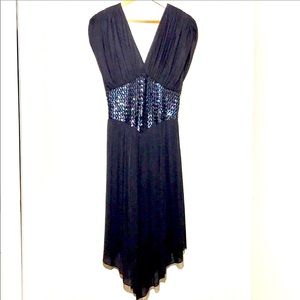 NEW LEAF Vintage Sequin Waistline V Neck Dress